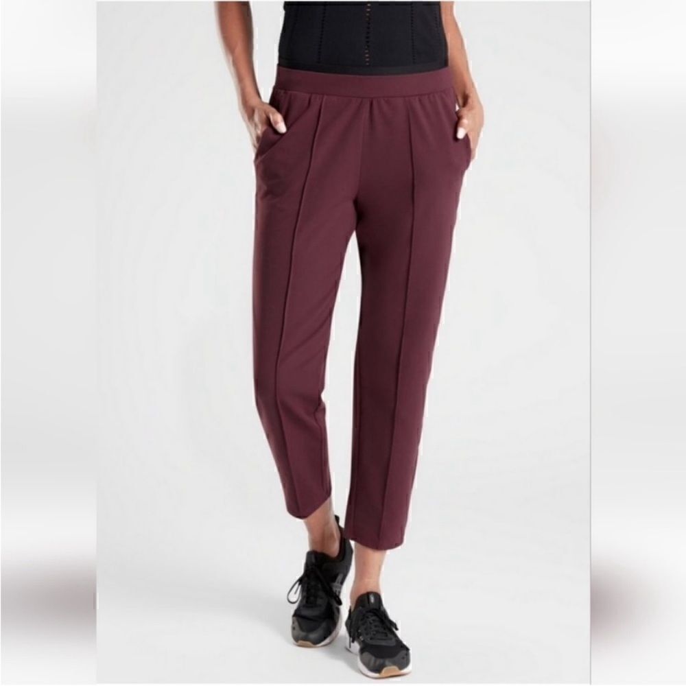 Athleta Venice Pintuck High Rise Jogger Pants Burgundy XS